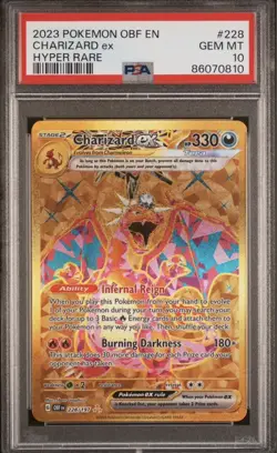 Pokemon 2023 Obsidian Flames CHARIZARD EX Hyper Rare 228/197 PSA 10 - Image 1