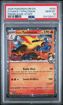 PSA 10 - Ethan's Typhlosion 034/182 *STAFF* Pre-Release SV Destined Rivals - Pok - Image 1