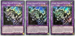 3 x BLAR-EN010 Fossil Dragon Skullgar - Secret Rare 1st Edition Near Mint YuGiOh - Image 1