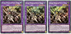 3 x BLAR-EN008 Fossil Dragon Skull Bone - Secret Rare 1st Ed LP/NM YuGiOh - Image 1