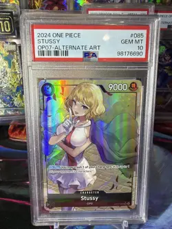 PSA 10 One Piece TCG Stussy OP07-085 Alt Art 500 Years in the Future English - Image 1