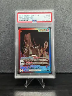 2025 ONE PIECE OP13 002 CARRYING ON HIS WILL PORTGAS D ACE LEADER ALT ART PSA 10 - Image 1