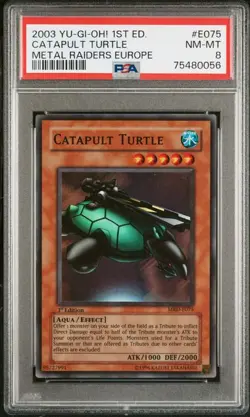 Yugioh Catapult Turtle Metal Raiders Europe MRD 1st Edition PSA 8 - Image 1