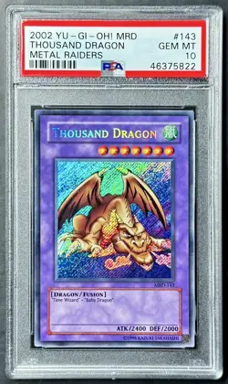 2002 Yugioh Metal Raiders THOUSAND DRAGON MRD-143 Unlimited Secret Rare PSA 10 - Image 1