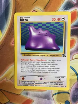Ditto 18/62 Fossil Rare Non-Holo HP Vintage Pokemon TCG Card - Image 1