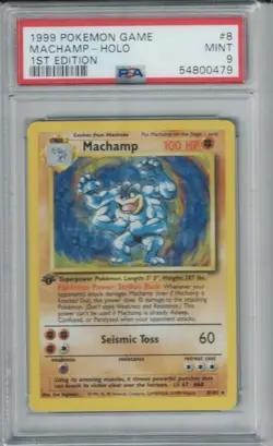 PSA 9 Machamp Holo #8 Base Set 1st Edition Pokemon Game 1999 - Image 1