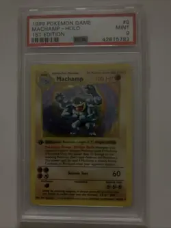 Pokemon 1999 1st edition Base Set Machamp Holo 8/102 PSA 9 - Image 1