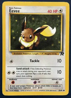 Eevee 55/82 Team Rocket 2000 Regular Common LP Vintage Pokemon Card - Image 1