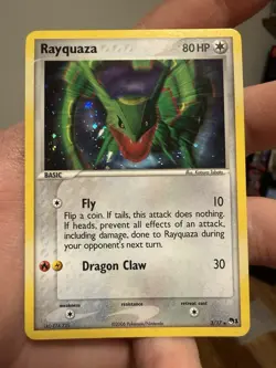 Rayquaza 3/17 Pop Series 1 Holo Rare Pokemon TCG 2004 Legendary Played Card - Image 1