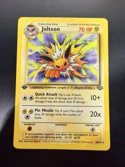Pokemon Jolteon Jungle 1st Edition Regular Rare 70 HP 20/64 English Card - Image 1