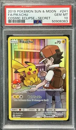 PSA 10 GEM MINT Pikachu 241/236 Cosmic Eclipse Secret Rare Holo Pokemon Card - Image 1