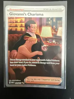 GIOVANNI'S CHARISMA Scarlet & Violet POKEMON Full-Art Holo Trading Card 204/165 - Image 1