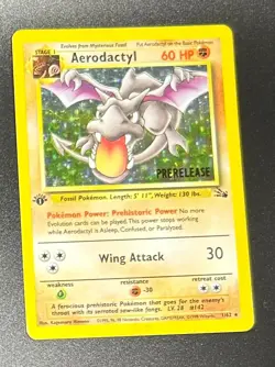 1999 POKEMON AERODACTYL 1ST EDITION FOSSIL PRERELEASE HOLO MP - Image 1