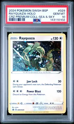 2024 POKEMON SWSH BLACK STAR PROMO #029 RAYQUAZA-HOLO PSA 10 - Image 1