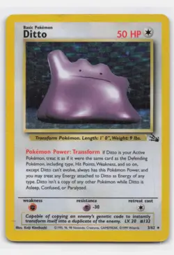 DITTO 3/62 HOLO RARE FOSSIL POKEMON - Image 2