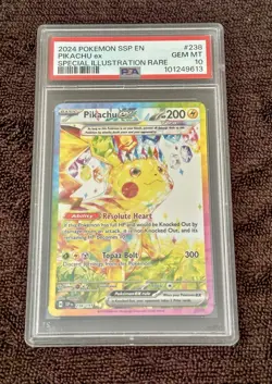 POKEMON PIKACHU 238/191 SSP SURGING SPARKS SPECIAL ILLUSTRATION RARE EX PSA 10 - Image 1