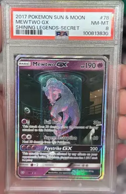 Pokemon 2017 Mewtwo GX 78/73 Alt Art Secret Rare Shining Legends PSA 8 Mewtube - Image 1