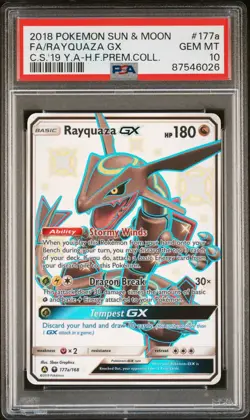 PSA 10 Rayquaza GX Pokemon Hidden Fates Promo Full Art #177a Gem Mint Sun Moon - Image 1