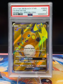 2017 POKEMON SM BLACK STAR PROMO #SM90 FULL ART/RAICHU GX PSA 9 - Image 1