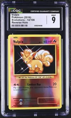 Vulpix *CGC 9* Reverse Holo *Evolutions* #14 *2016* Pokemon - Image 1