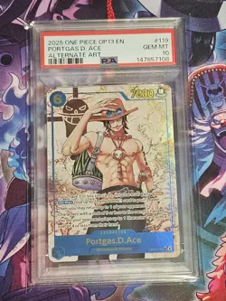 2025 One Piece OP-13 Portgas D. Ace SEC Alt Art PSA 10 GEM MINT - Image 1