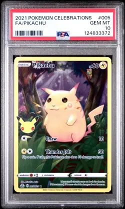 2021 POKEMON CELEBRATIONS #005 FULL ART/PIKACHU PSA 10 - Image 1