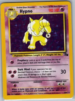 Hypno 8/62 Holo Fossil - Pokemon Card - LP - Image 1