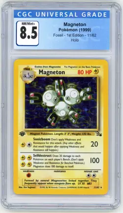 CGC 8.5 Magneton 1999 Fossil 1st Edition 11/62 Holo Pokemon Card - Image 1