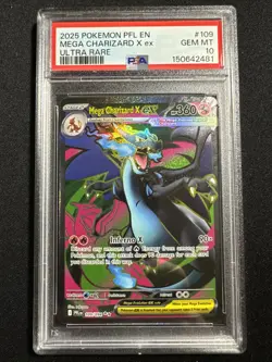 2025 POKEMON PFL EN-PHANTASMAL FLAMES ULTRA RARE #109 MEGA CHARIZARD X EX PSA 10 - Image 1
