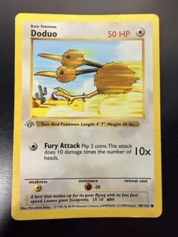 Pokemon Doduo Base Set Shadowless 1st Edition Regular 50 HP Common 048/102 Engl… - Image 1