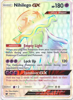 Nihilego GX - 114/111 - Secret Rare PL/MP, English Pokemon Crimson Invasion - Image 1