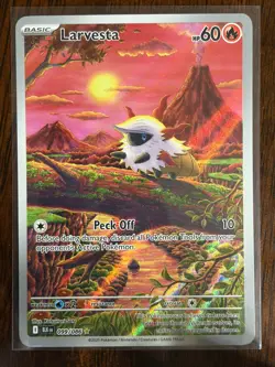 Pokemon TCG Larvesta Black Bolt Full Art Illustration Card IR 99/086 - Image 1