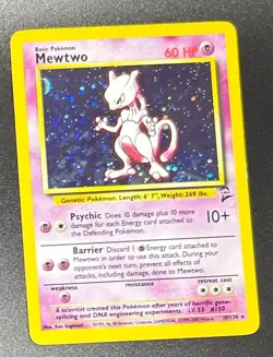 2000 POKEMON MEWTWO BASE SET 2 HOLO RARE 10/130 LP - Image 1