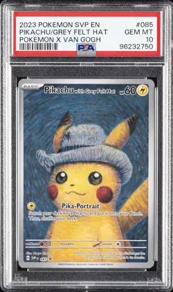 2023 POKEMON SVP EN-SV BLACK STAR PROMO #085 PIKACHU WITH GREY FELT HAT PSA 10 - Image 1