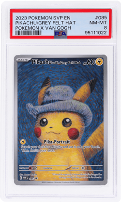 2023 Pokemon Promo Pikachu With Grey Felt Hat Pokemon X Van Gogh #085 PSA 8 - Image 1