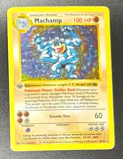 1999 POKEMON BASE SET MACHAMP 1ST EDITION HOLO HP - Image 1