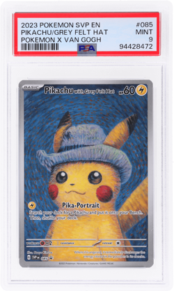 2023 Pokemon Promo Pikachu With Grey Felt Hat Pokemon X Van Gogh #085 PSA 9 - Image 1