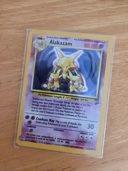 Alakazam pokemon card. Base set holo swirl. From original pack - Image 1