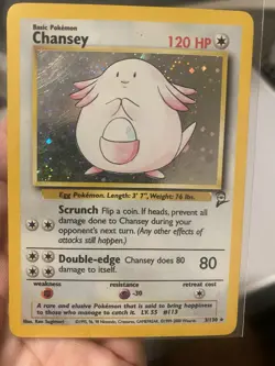 Pokemon Chansey Base Set 2 Holo Rare Basic 120 HP 3/130 Pokemon TCG Card - Image 1