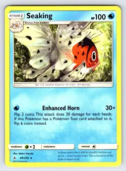 Seaking 49/214 2019 S&M Unbroken Bonds Pokemon Card TCG No Holo Uncommon Nm/Vlp - Image 1