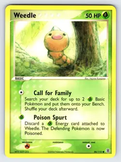Weedle 86/112 EX FireRed & LeafGreen Pokemon Card TCG Nintendo Common - Nm - Image 1