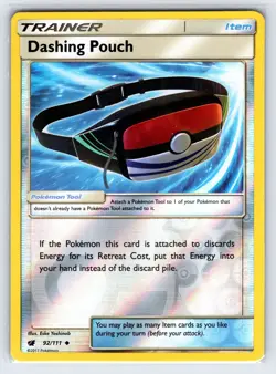 Dashing Pouch 92/111 2017 Crimson Invasion Pokemon Card Reverse Holo - Nm - Image 1