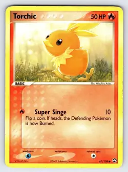 Torchic 67/108 2007 EX Power Keepers Pokemon Card TCG Arita Artwork Common - Mp - Image 1