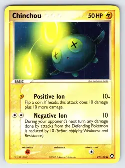 Chinchou 49/108 2007 EX Power Keepers Pokemon Card TCG Arita Art Common -VLP - Image 1