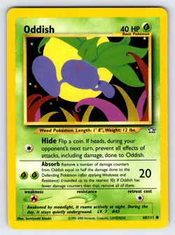 Oddish 68/111 2000 Neo Genesis Pokemon Card TCG Vintage WOTC Nintendo - Lp - Image 1