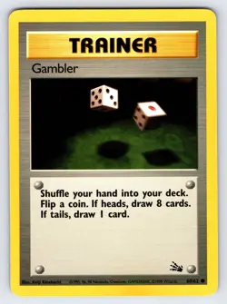 Gambler 60/62 1999 Fossil Set Pokemon Card TCG Vintage WOTC Trainer - Mp - Image 1