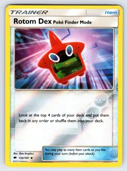 Rotom Dex 122/147 S&M Burning Shadows Pokemon Card Reverse Holo Trainer - Nm - Image 1