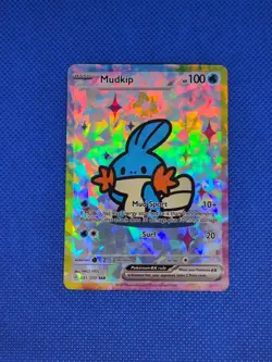 Pokemon Cracked Ice Holo Rainbow Boarder Cute Anime Mudkip Card - Image 1