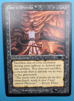Magic the Gathering Antiquities Gate to Phyrexia Black Rare Card MTG - Image 1