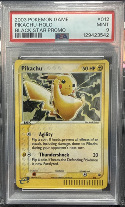 2003 Pokemon Pikachu #012 Black Star Promo EX Series Collector's Tin PSA 9 - Image 1